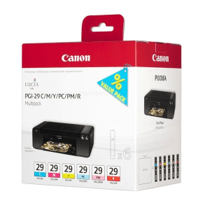Canon PGI-29 Cyan, magenta, yellow, photo cyan, photo magenta & red genuine value-pack 6 inks    