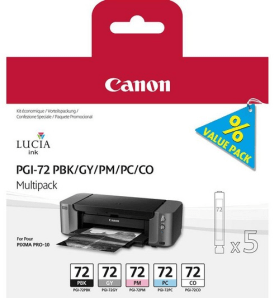 Canon PGI-72 Photo black, photo cyan, photo magenta, grey & chrome optimiser genuine value-pack 5 inks    