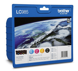 Brother LC985VALBP Black, cyan, magenta & yellow genuine 4 pack   300 + 3 x 260 pages 