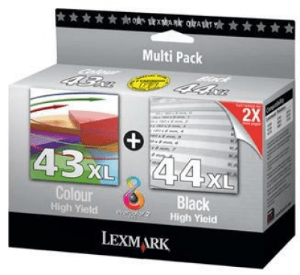Lexmark 44XL/ 43XL Black & 3-colour genuine value-pack   485 + 500 pages 