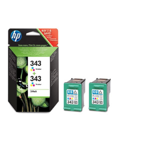 HP 343 Tri-colour x 2 genuine 2 inks   2 x 330 pages 