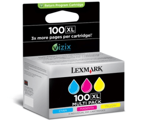 Lexmark 100XL Cyan, magenta & yellow genuine 3 pack   3 x 600 pages 