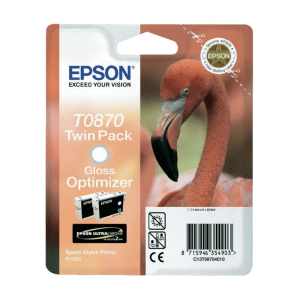 Epson T0870 Gloss optimiser x 2 genuine 2 inks Flamingo    