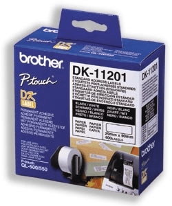 Brother DK11201  29mm x 90mm  Black on white QL tape.