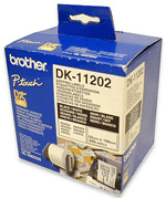 Brother DK11202  62mm x 100mm  Black on white QL tape.