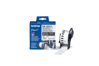 Brother DK22211 29mm     - 1.1"   Black on white QL tape.