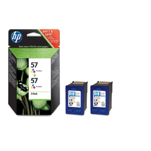 HP 57 Tri-colour x 2 genuine 2 inks   2 x 500 pages 