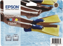 Epson T5844 Black, cyan, magenta & yellow genuine ink/ paper Flippers  50 Sheets 
